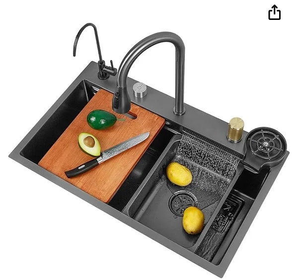 Stilren diskho i rostfritt stål - Svart