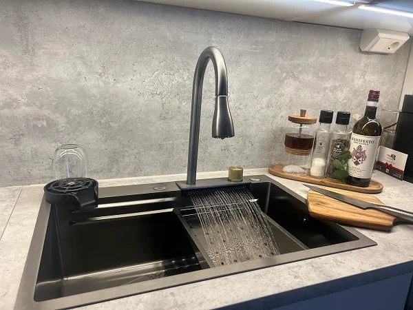 Stilren diskho i rostfritt stål - Svart