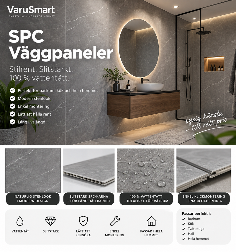 SPC väggpaneler i grå stenlook – VaruSmart