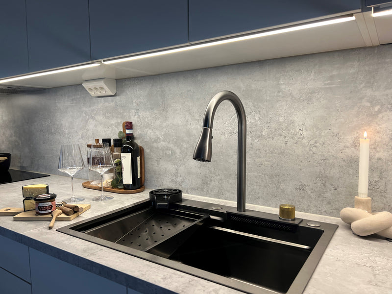 Stilren diskho i rostfritt stål - Svart